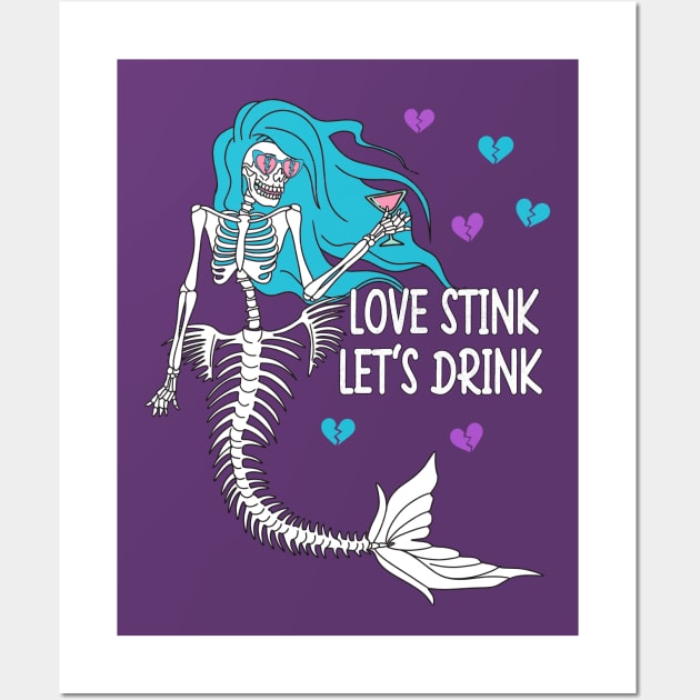 Love stink lets drink single AF love life funny Wall Art by Rising_Air